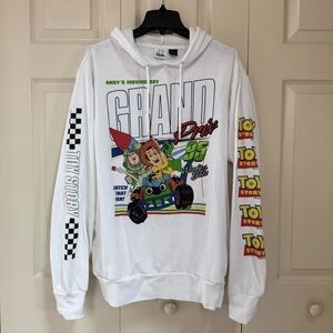 Disney Toy Story ‘Andy’s Moving Day Grand Prix 95’ White Hooded Sweatshirt